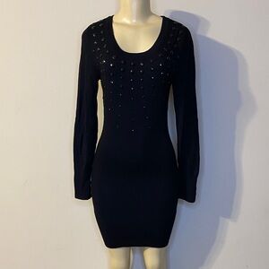 Bisou Bisou Elegant Black Plastic Studded Dress Size S